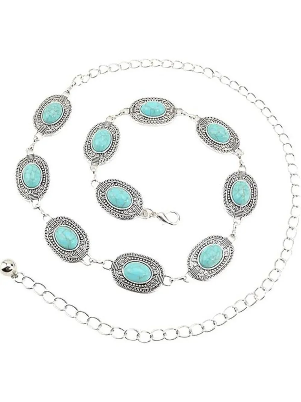 Women Western Turquoise Concho Waist Chain